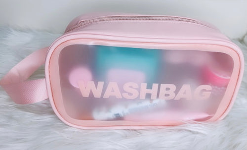 Pink Waterproof Makeup Bag with Handle