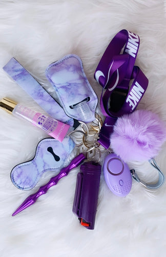 Self Defense Keychain Set With Lipgloss- Purple 💜